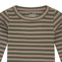 BIRKHOLM Stribet Rib Body Kashmir Brun & Oliven Grøn